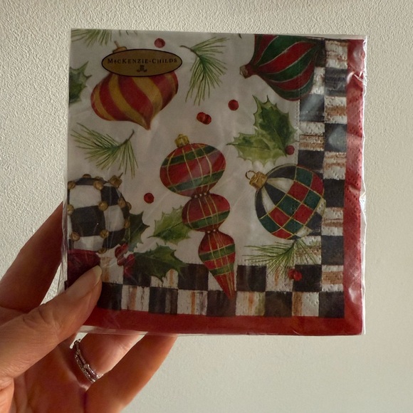 MacKenzie-Childs Deck The Halls Holiday Ornament Napkins - pack of 20 - Picture 1 of 2